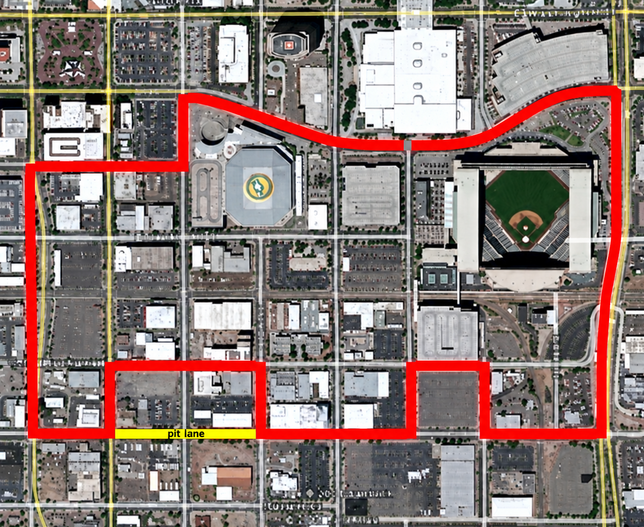 Aerial image of the course of the Arizona Grand Prix